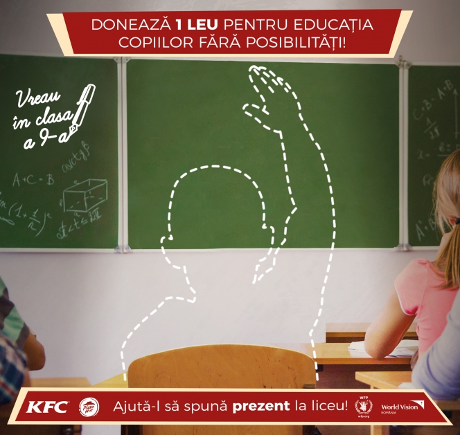 KFC și Pizza Hut, în parteneriat cu World Vision, susțin pentru al 11-lea an elevii din programul „Vreau în clasa a noua”