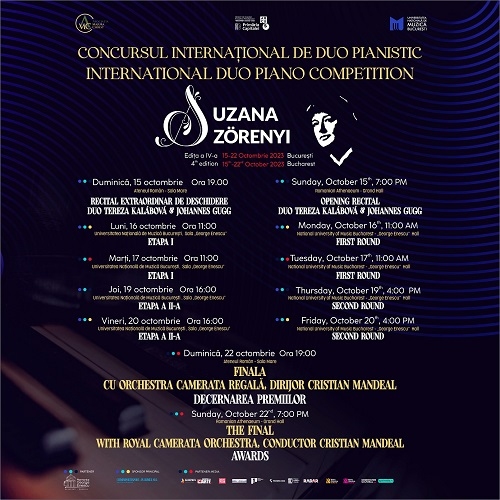 O săptămână de DUO PIANISTIC la București  Concursul Internațional de Duo „Suzana Szörenyi” 2023