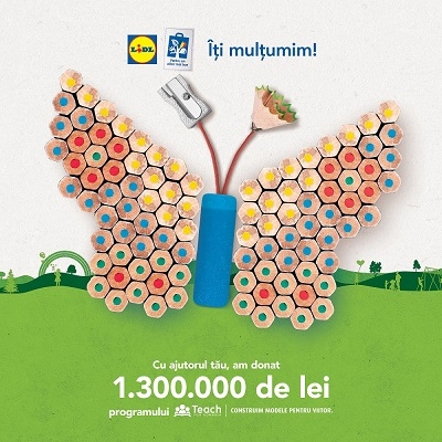 Peste 100 de profesori și 3000 de copii din programul Teach for Romania vor fi susținuți de Lidl și clienții retailerului cu 1.300.000 de lei