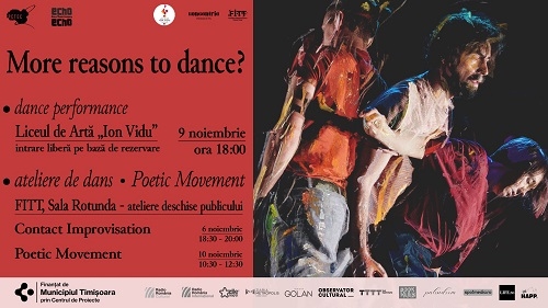 “More Reasons to Dance” - ateliere de dans & poetic movement și performance-ul All in Good Time, între 6 și 10 noiembrie la Timișoara