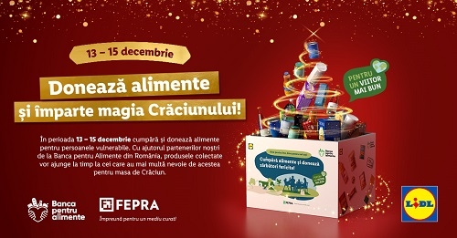 Lidl România organizează cea de-a unsprezecea colectă de alimente și invită clienții să sprijine comunitățile defavorizate din România de sărbători