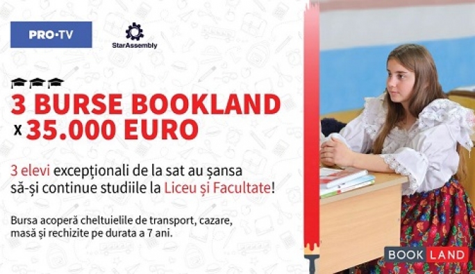 Au început înscrierile pentru Bursele BookLand, în valoare de 35.000 euro fiecare. Trei elevi excepționali de la sat au șansa să ȋşi continue studiile la Liceu şi Facultate!