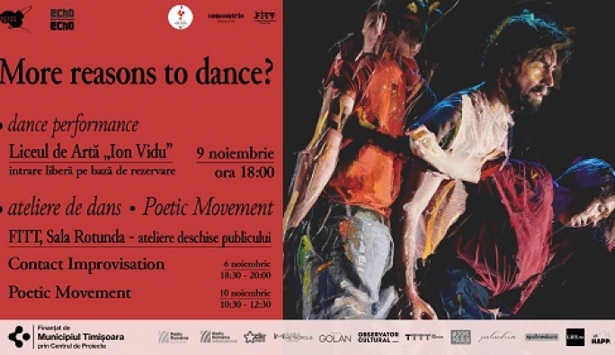 “More Reasons to Dance” - ateliere de dans & poetic movement și performance-ul All in Good Time, între 6 și 10 noiembrie la Timișoara