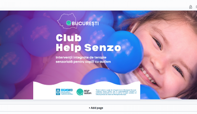 Clubul Help SENZO – programul de intervenții integrate de terapie senzorială pentru copiii cu autism din București, finanțat de către DGASMB București